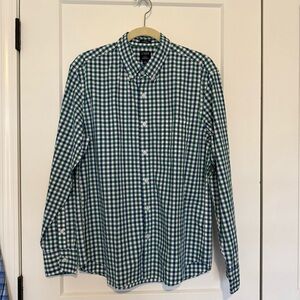 J. Crew Green, Blue and White Plaid Button Down Shirt